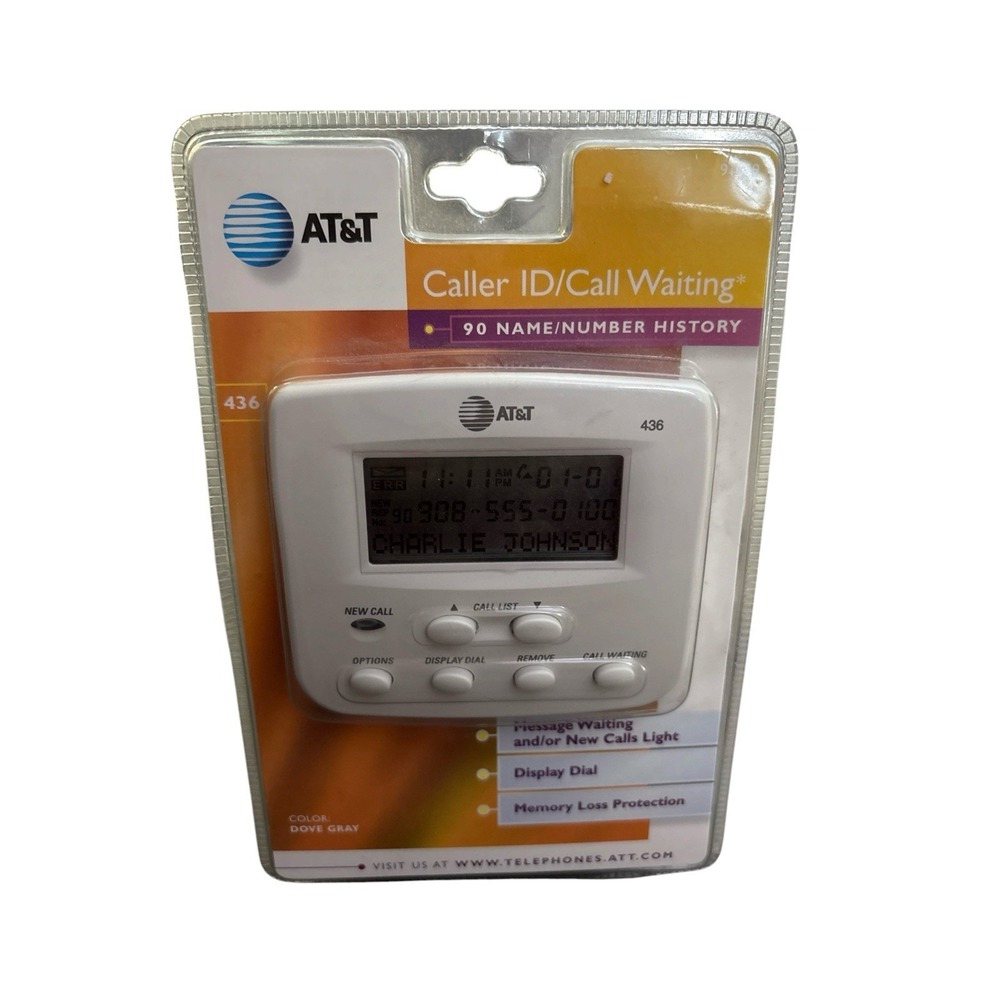 AT&T Caller ID/Call Waiting Model #436 Dove Gray 90 Name/Number Caller ID New
